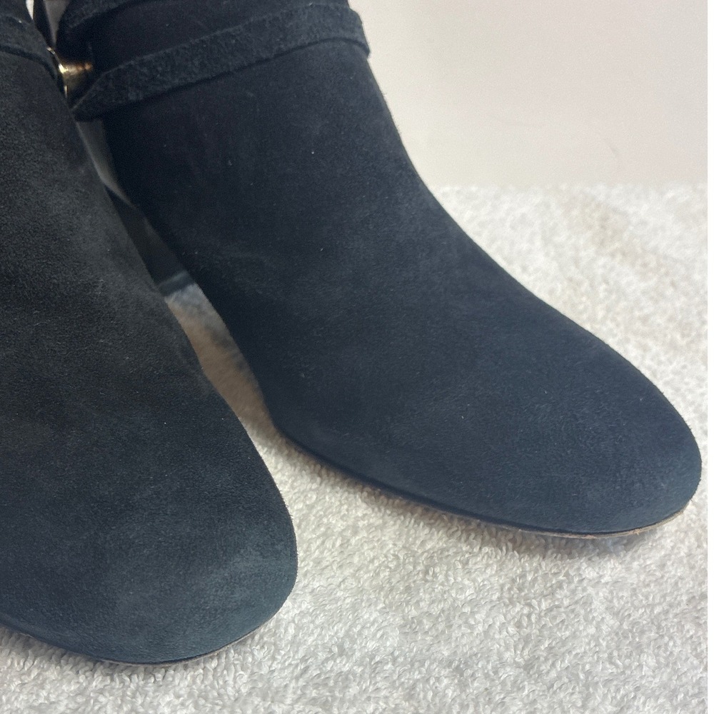 Jimmy Choo Houston 45 Black Suede Wrap Tie Ankle Boots Gold Hardware 38.5 - Picture 11 of 11